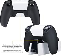 Vista 6 de YoRHa Grip Texture Printing Silicone Cover Skin for PS5 Controller x 2(Camouflage Red+Blue) with Pro Thumb Grips x 8