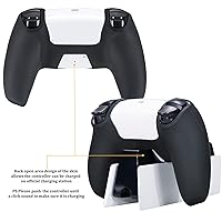 Vista 4 de YoRHa Grip Texture Silicone Cover Skin Case for PS5 Dualsense Controller x 1(Black) with Pro Thumb Grips x 8