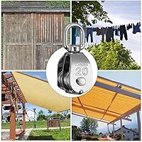 Vista 7 de Bloque de polea doble M20, grúa de cuerda de alambre de acero inoxidable, bloque de polea doble, grúa de elevación M20, gancho giratorio, bloque