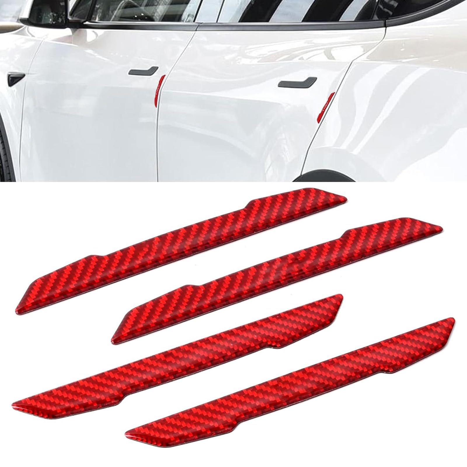 Carbon Fiber Door Edge Guards For Tesla Model 3/Y/X/S/Cybertruck - Anti-Collision Protection Strips, Black