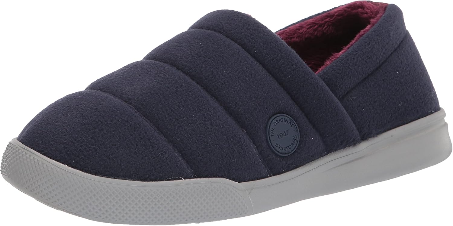 Dearfoams Men's Ace Sport Lounge Closed Back Slipper, Navy, Small