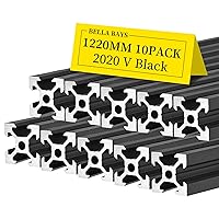 Vista 56 de BELLA BAYS 4 piezas de perfil de extrusión de aluminio ranura V de 15.75 pulgadas 400mm 2020 estándar europeo anodizado plateado guía de riel lineal