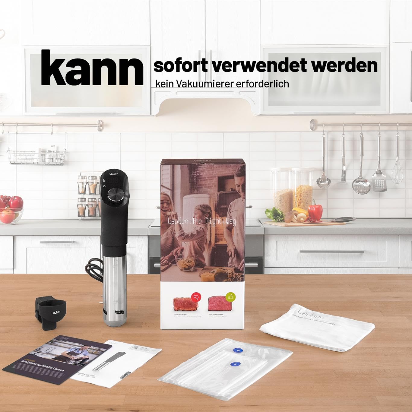 Lauben Sous Vide Stick SV01 Präzisionskocher - 1200W Profi Vakuum-Tauchthermostat für Ihr Zuhause | Sous Vide Garer