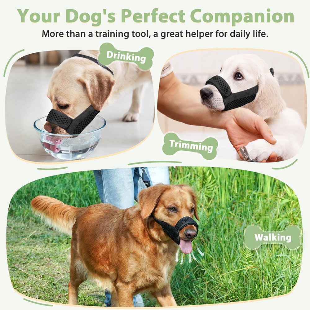 Museruola per cani,in nylon,Museruola Traspirante Cani Regolabile con Cinghie in Velcro, Copertura per Cani di Piccola Media Grande Taglia