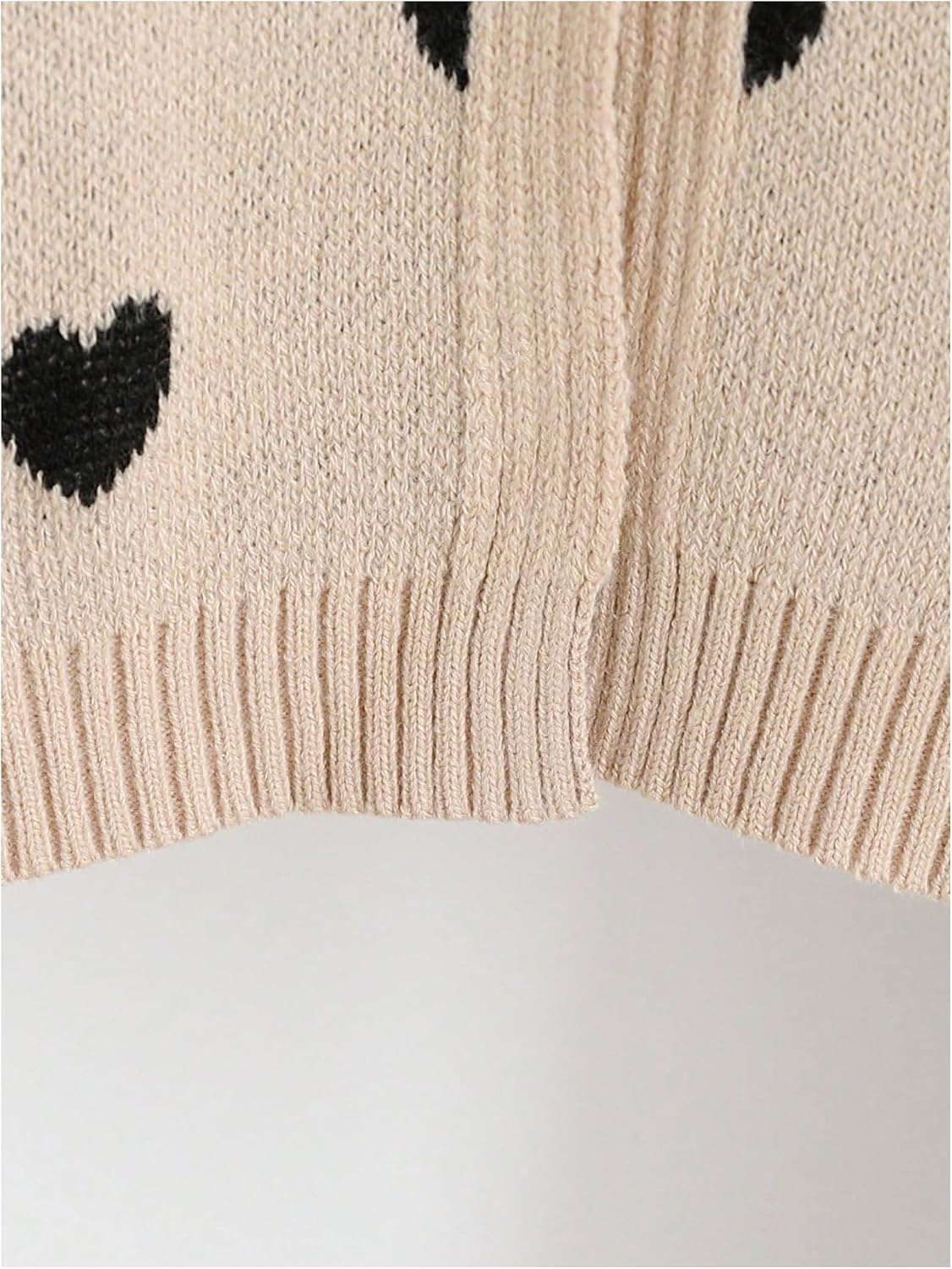 Floerns Girl's Heart Bow Button Cardigan Crew Neck Long Sleeve Knit Crop Sweater