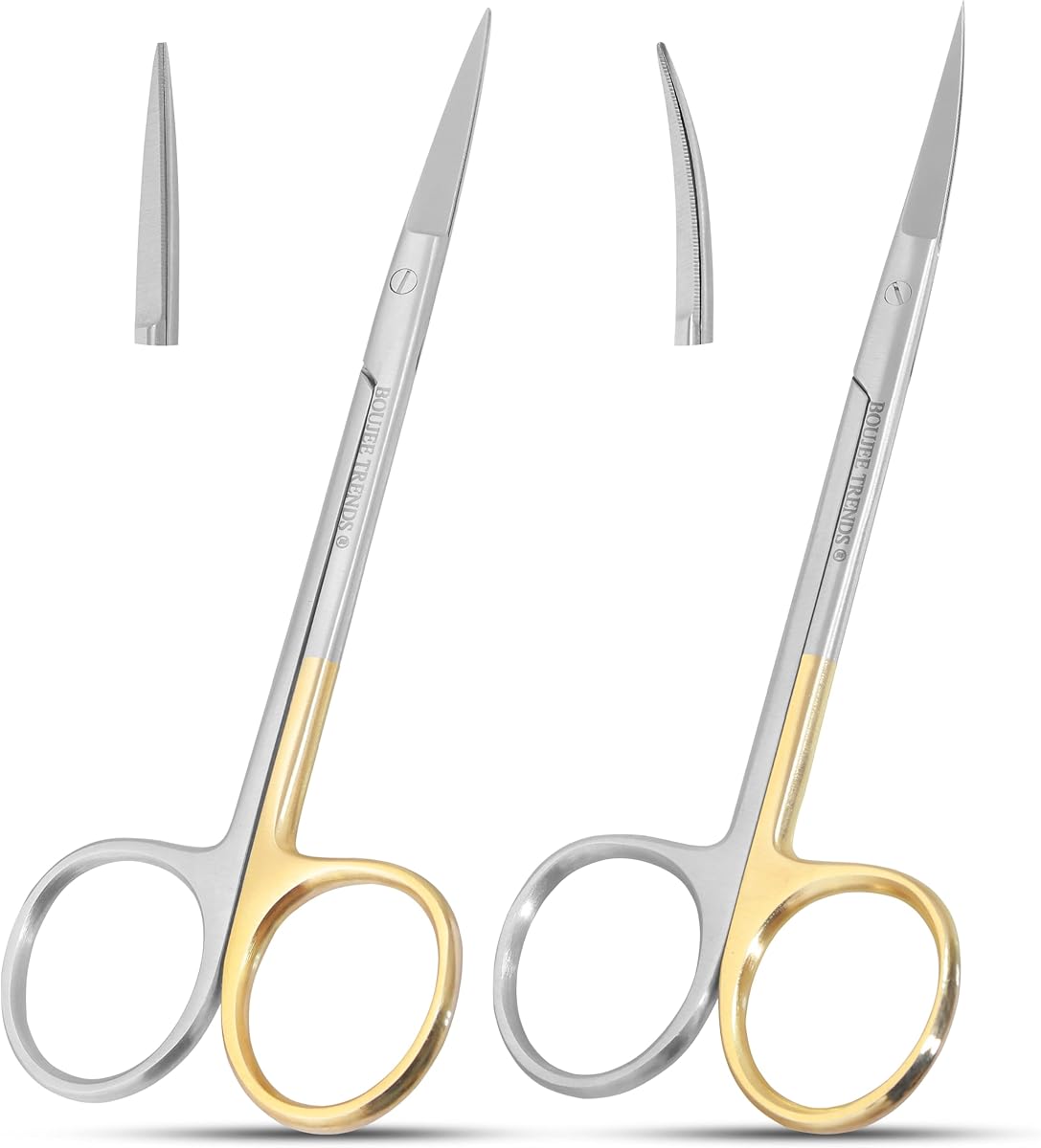 Set of Iris Micro Dissecting Scissors 4.5" STR/CVD Serrated Super-Cut Fine Point Skin Tag Medical Surgical Gum Suture Eye Dental Scissors Perfect for Doctors, Nurses, Students & Training