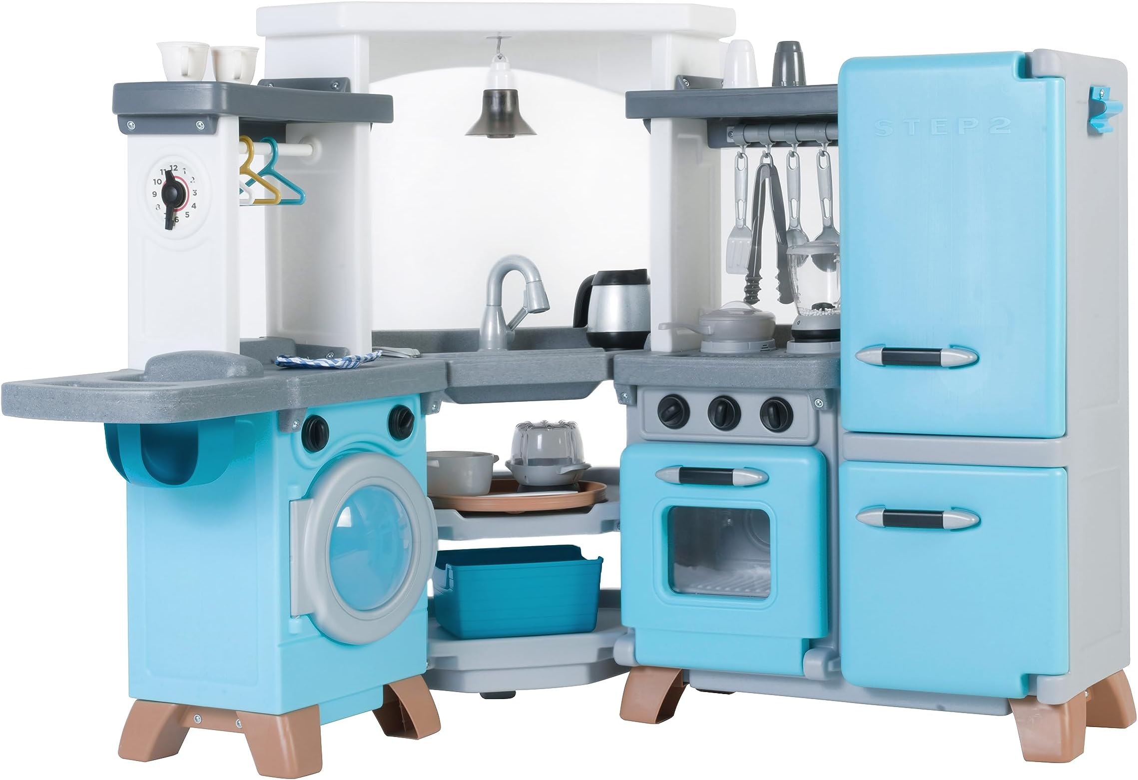 Step2 Cook & Care Corner Kitchen & Nursery for Kids, Interactive Lights & Sounds, Realistic Sink, Fridge, & Washing Machine, Pretend Playset Kids 3-6 Years