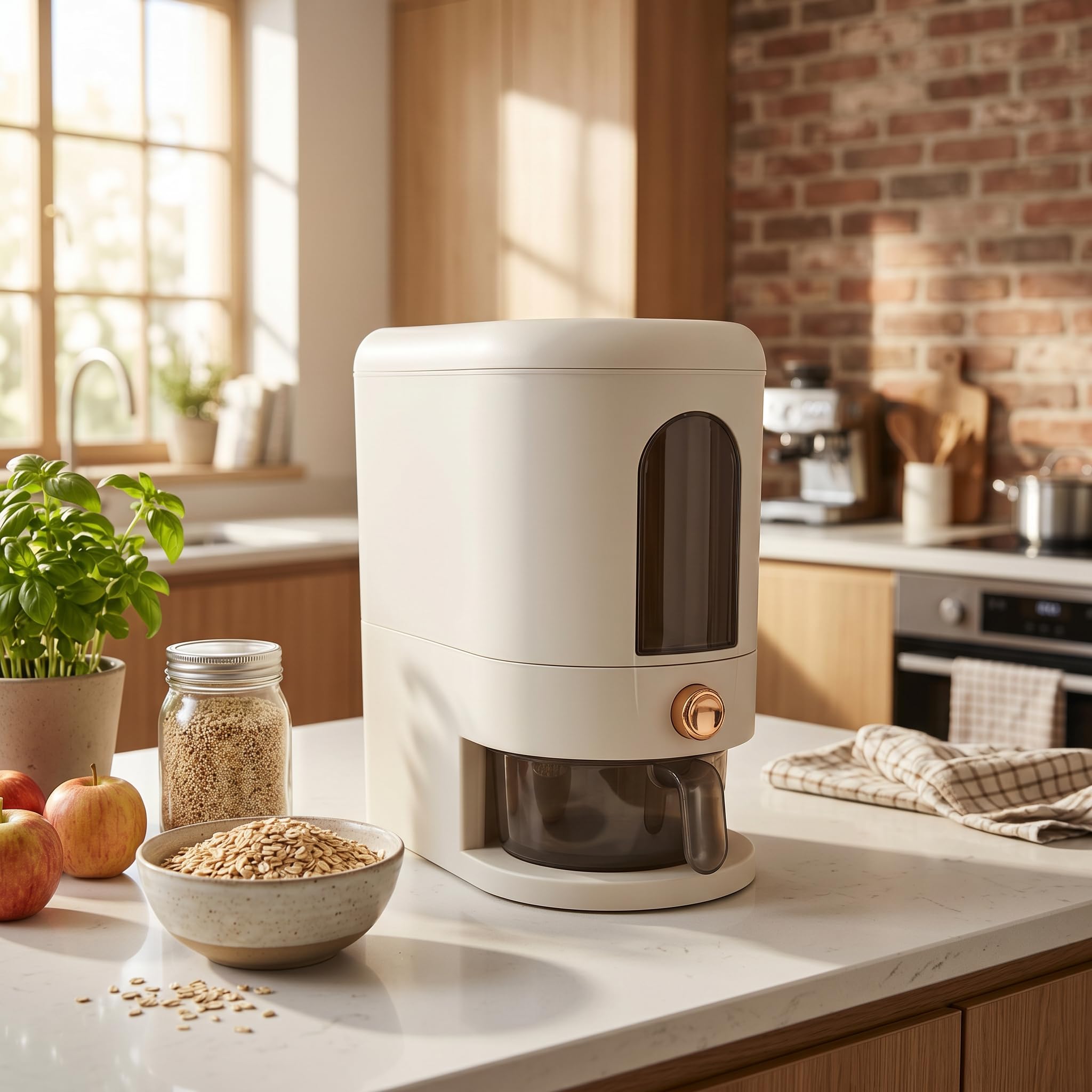 Cocoarm Distributeur de Riz capacité de 5 Kg, Grand Récipient à Grains scellé Résistant à l'humidité avec Tasse à Mesurer, pour le Stockage de la Cuisine