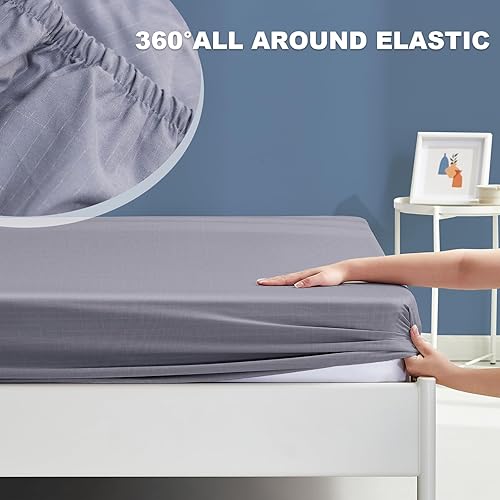 Miniatura 3 de Grounding Sheets - Sábana bajera ajustable de algodón orgánico + fibra plateada pura para mejorar la calidad del sueño y el bienestar (gris, Queen)