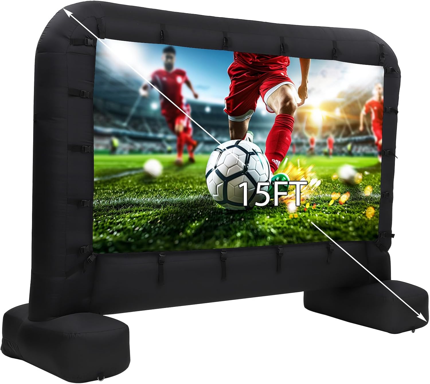 Hipicute 15Ft Inflatable Projector Screen Outdoor Movie Screen Support with Quiet Air Blower, Storage Bag Front and Rear Projection, 160°Large Viewing Angle Perfect for Movie Night and Parties
