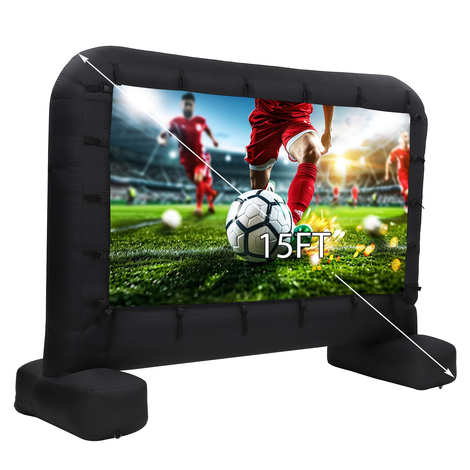 Hipicute 15Ft Inflatable Projector Screen Outdoor Movie Screen Support with Quiet Air Blower, Storage Bag Front and Rear Projection, 160°Large Viewing Angle Perfect for Movie Night and Parties