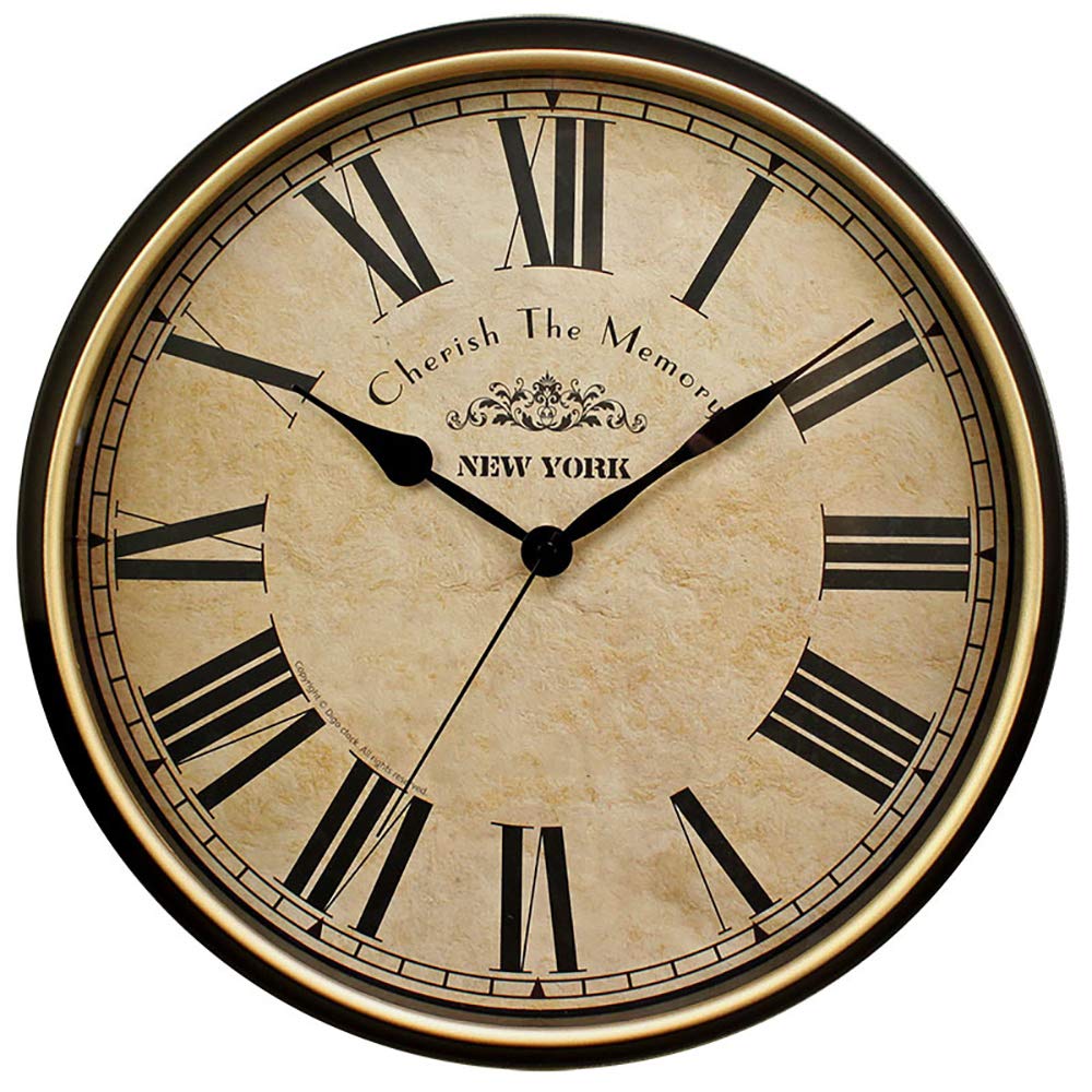 Horloge murale en métal rétro NaoSIn-Ni haut de gamme avec grands chiffres romains
