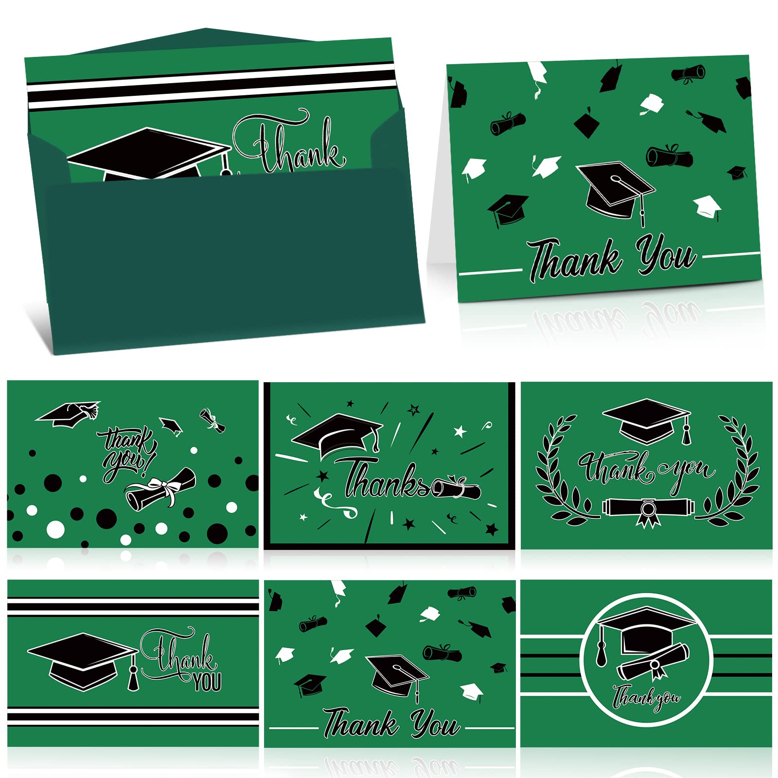 Sumind 36 Sets Graduation Thank You Cards with Envelopes Bulk 4" x 6" Congrats Cards Graduation Cap Appreciation Notes for Gratitude Graduates