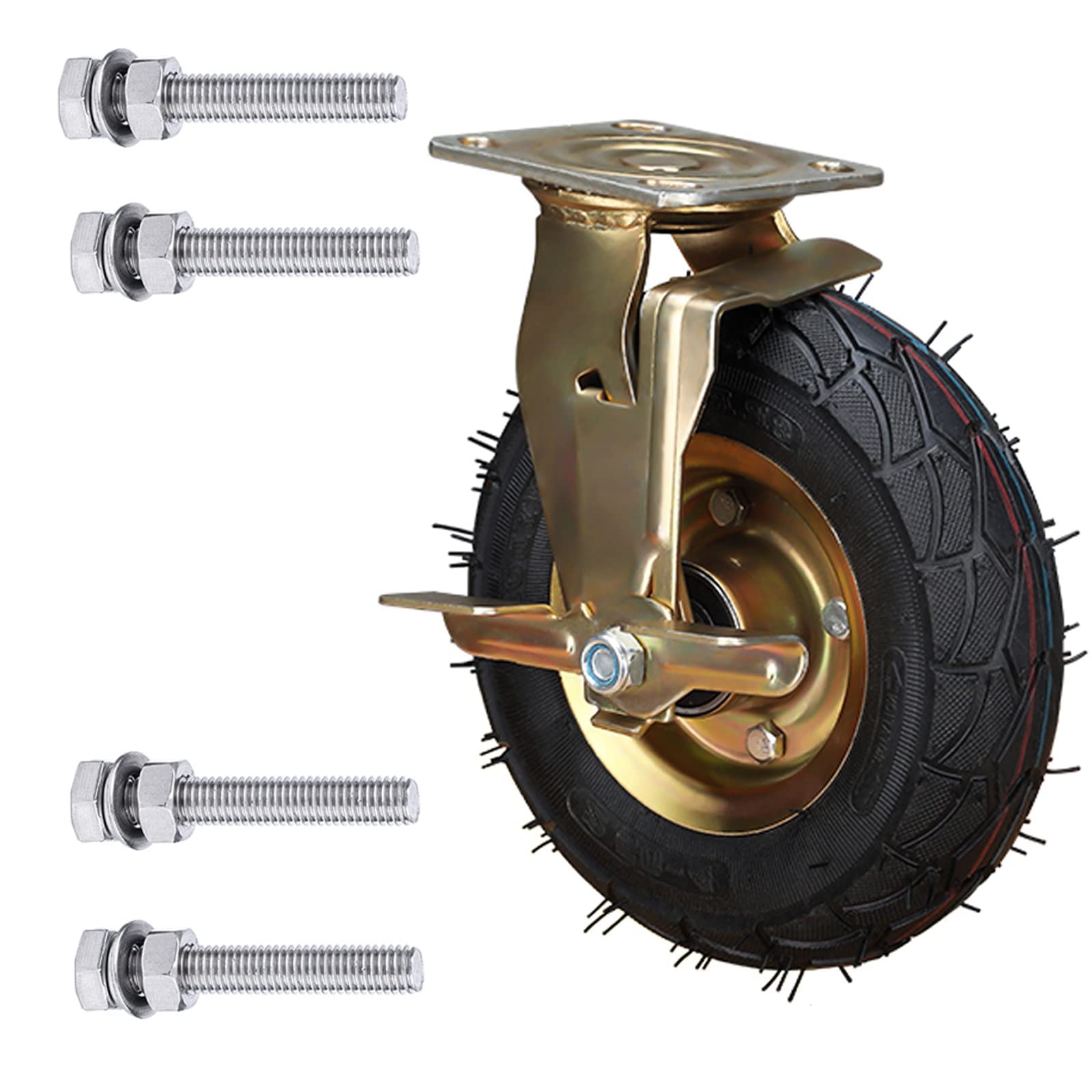 Roues de rechange en caoutchouc 250 mm avec frein pour chariot professionnel