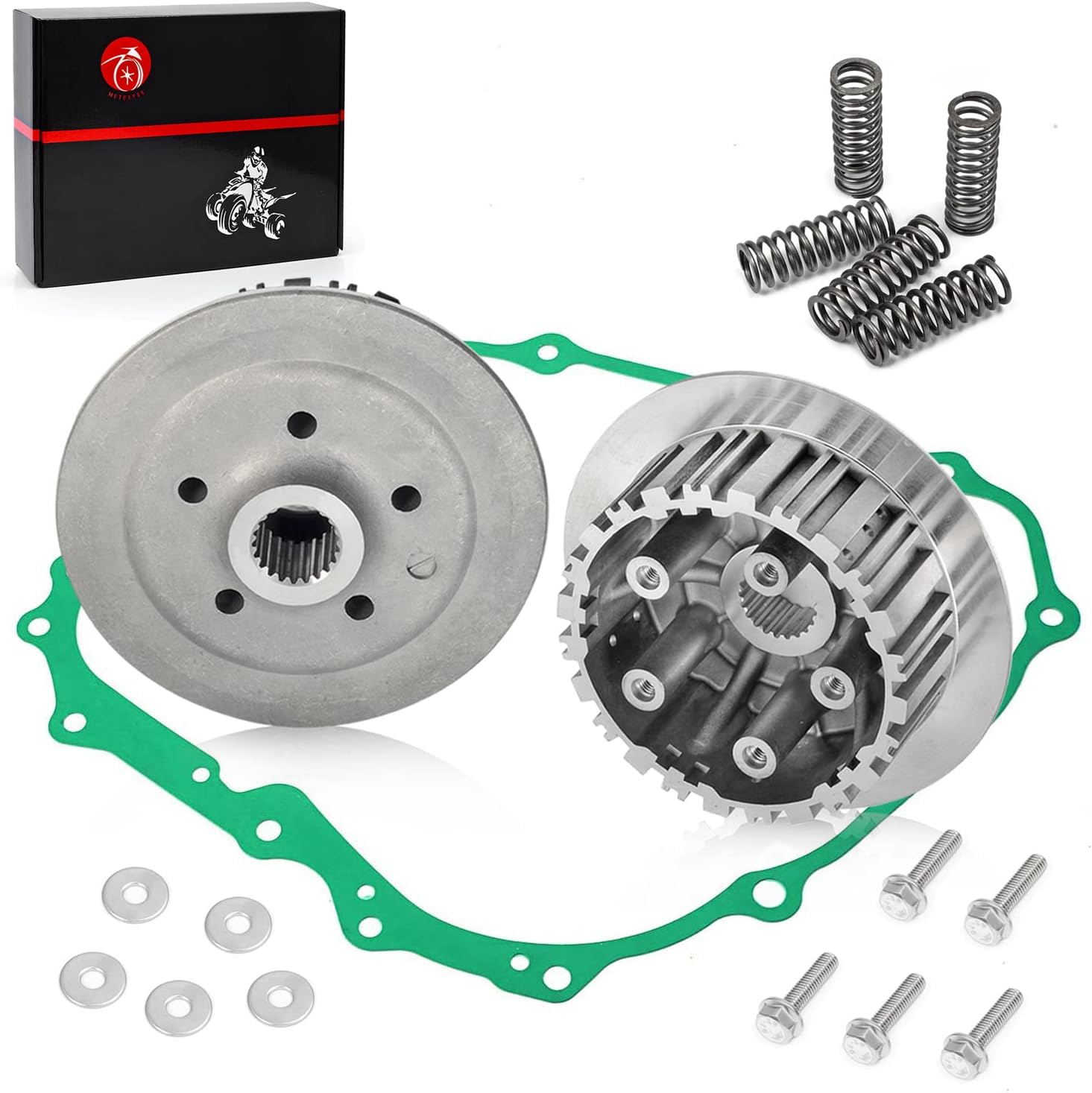 Clutch Center Inner Hub & Outer Pressure Plate Kit & Gasket Compatible with Honda 400EX TRX400EX Sportrax 400 2x4 1999-2004 22121-HN1-000 22350-HN1-000