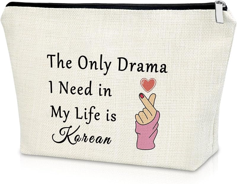 Sazuwu Necessaire de maquiagem retangular com estampa K-drama, 25 x 17 cm