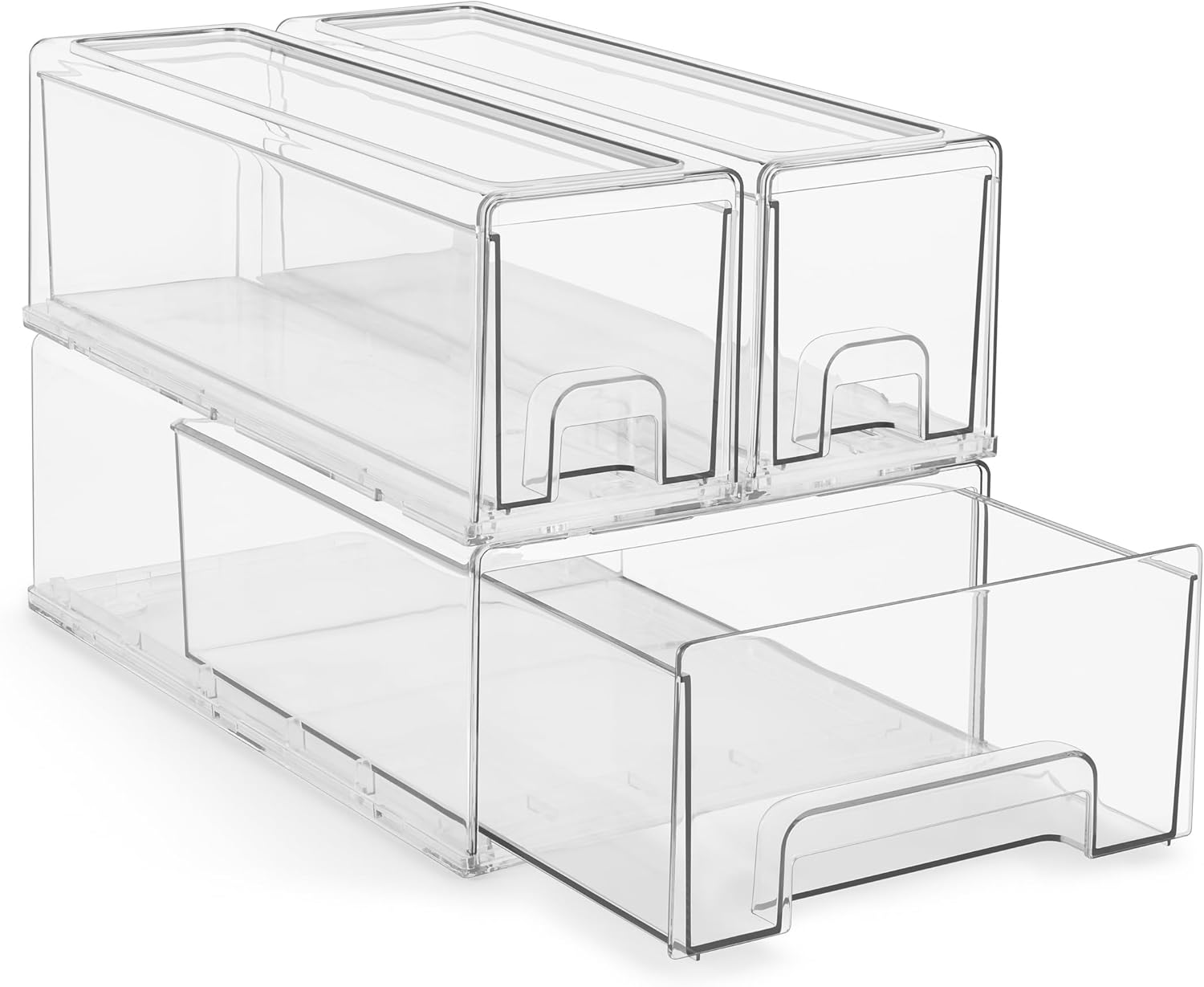 Sorbus Stackable Storage Drawers – 1 Medium & 2 Small Plastic Drawer Storage Bins for Closet, Bathroom, Pantry, Clothes, and Organizers – Stackable Bins for Organization and Storage 3 Pack | 1 Medium, 2 Small