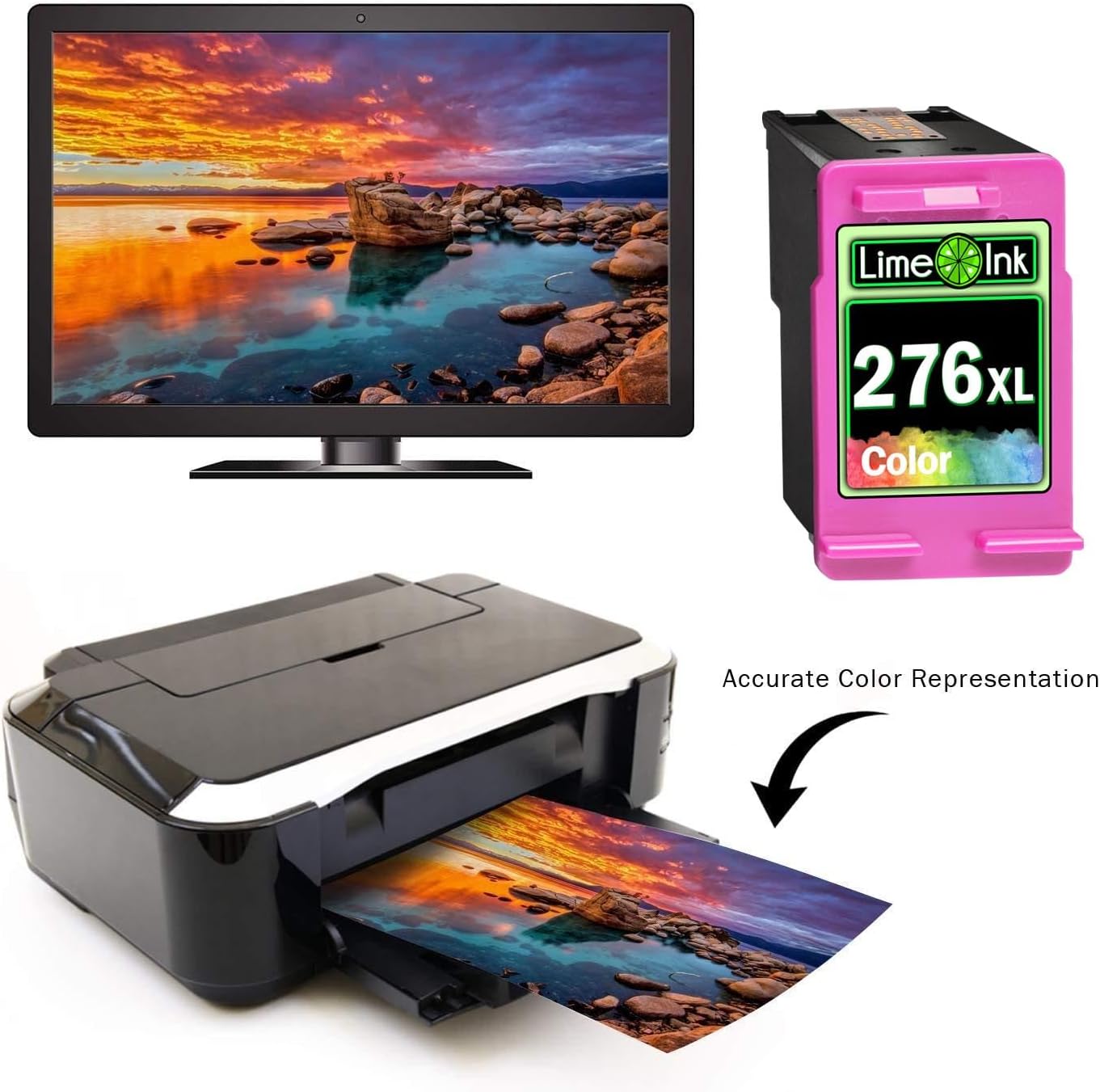 Limeink 1 Remanufactured Ink Cartridges Replacement for Canon 276 Color Ink Cartridge 276xl for Canon 276 Pixma TS3522 Cartridge TR4720 for Printer