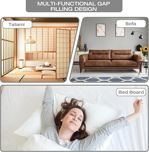 Miniatura 6 de Almohada de cuña de cama de tamaño individual para relleno de huecos de cabecero (0 a 8 pulgadas) cierra los espacios entre el colchón y la pared,