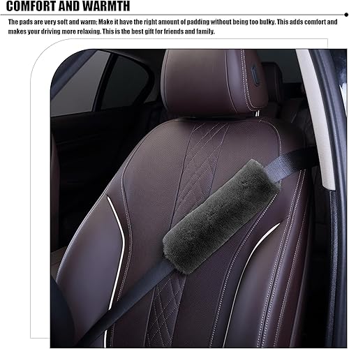 Miniatura 6 de ZBGUN 2 fundas de hombro para cinturón de seguridad de automóvil, 9.8 x 5.1 pulgadas, almohadilla cálida de felpa para alivio de presión de hombros