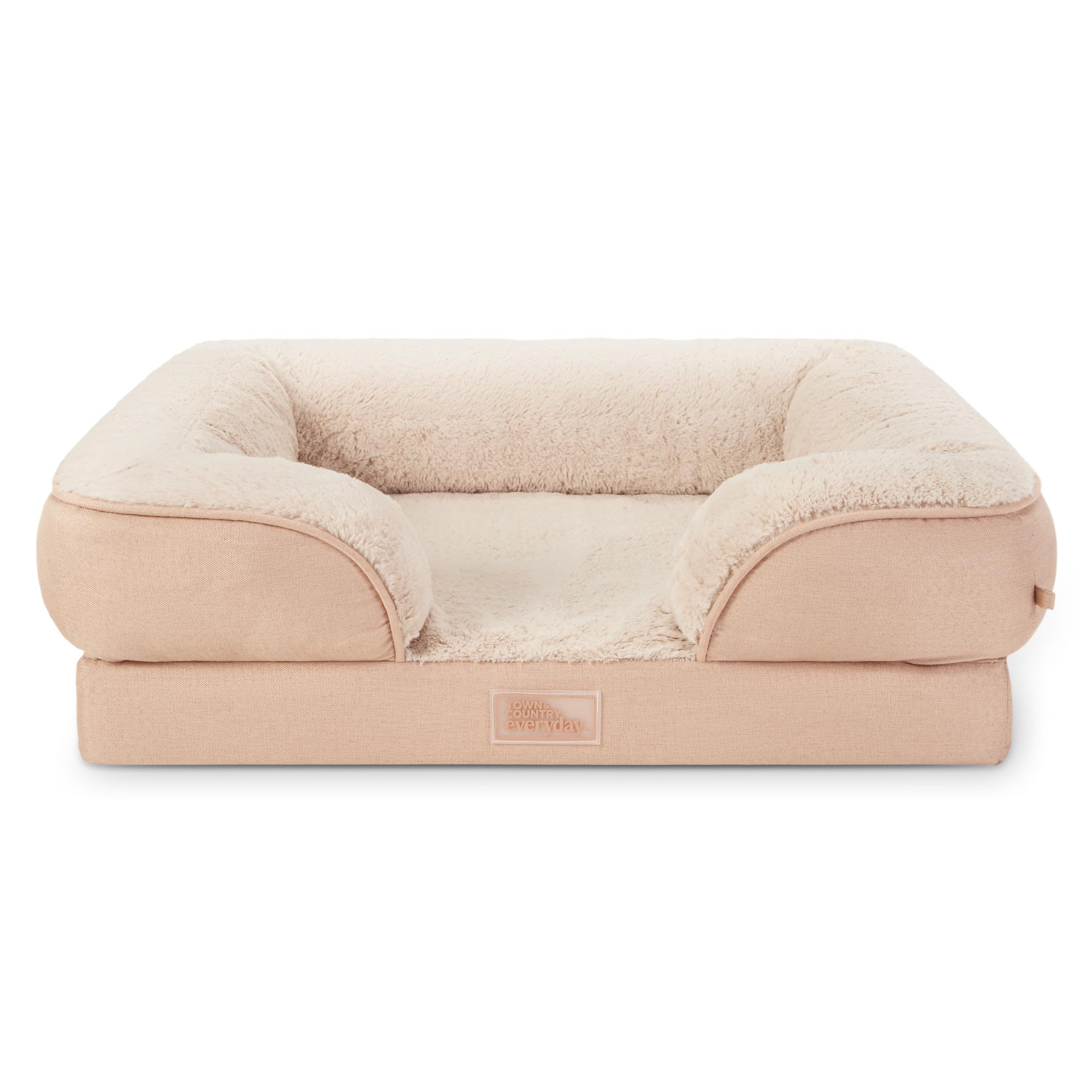 Town & Country Everyday CuddleTown Comfy Solid Bolster Sofa Pet Bed, Supportive & Calming Egg Crate Foam, Non-Slip Bottom, Machine Washable Cover,