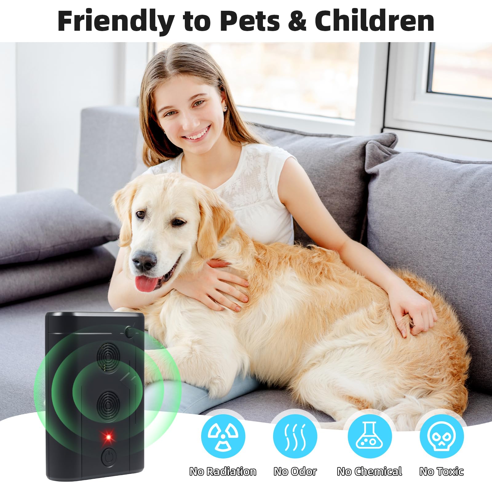 Lot de 2 répulsifs à ultrasons pour chauve-souris pour grenier, appareils dissuasifs à ultrasons pour une utilisation en intérieur, respectueux des humains et des animaux domestiques
