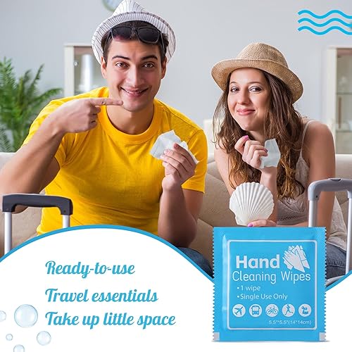 Miniatura 5 de Dansib 200 toallitas de mano envueltas individualmente, toallitas húmedas de tamaño de viaje, sin alcohol, sin perfume, para niños y adultos, en