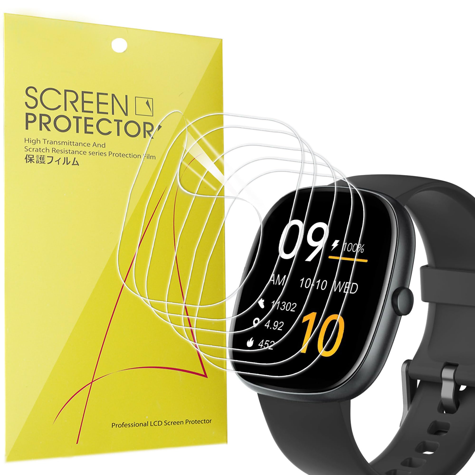 Lamshaw Compatible for HUAKUA Smart Watches Screen Protector, [6 Pack] Full Coverage TPU Clear Film Compatible for HUAKUA D3 1,85" Smart Watches (6