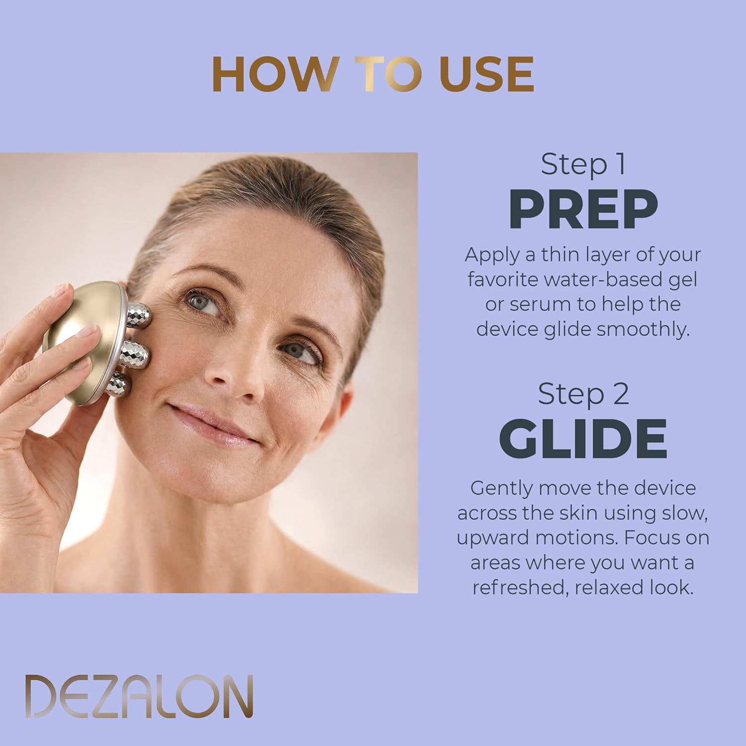 Microcurrent Facial Device, Face Massager Tool, Eye and Neck Massager, Face Roller, Beauty Tools for Relaxing Facial Massage and Skin Care Routine, Gold Color - Image 5