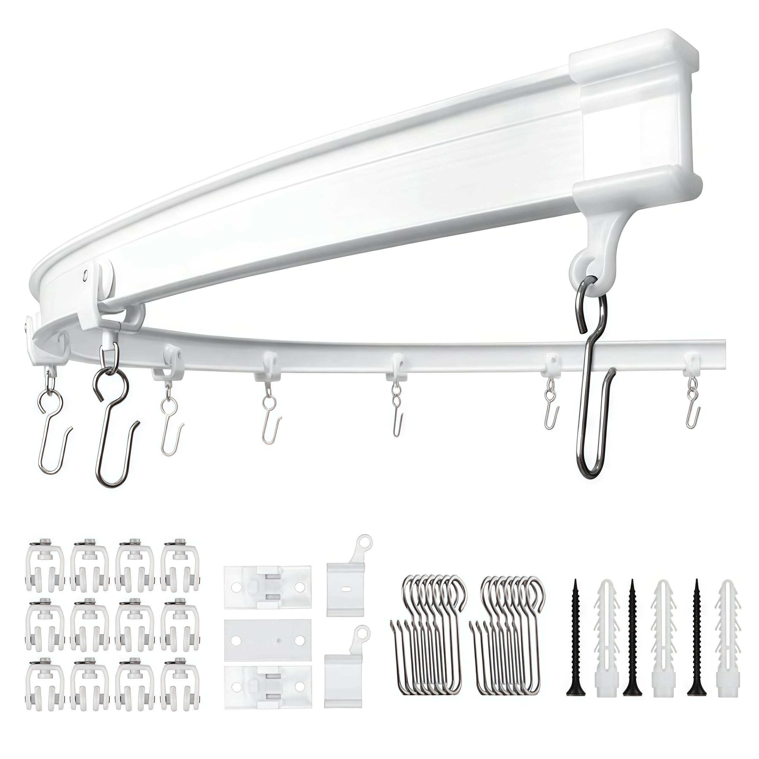 Ceiling Mounted Curtain Track Flexible Bendable Silent Suitable For Curved Ceilings Room Partitions Bay Windows(2-meter Track)