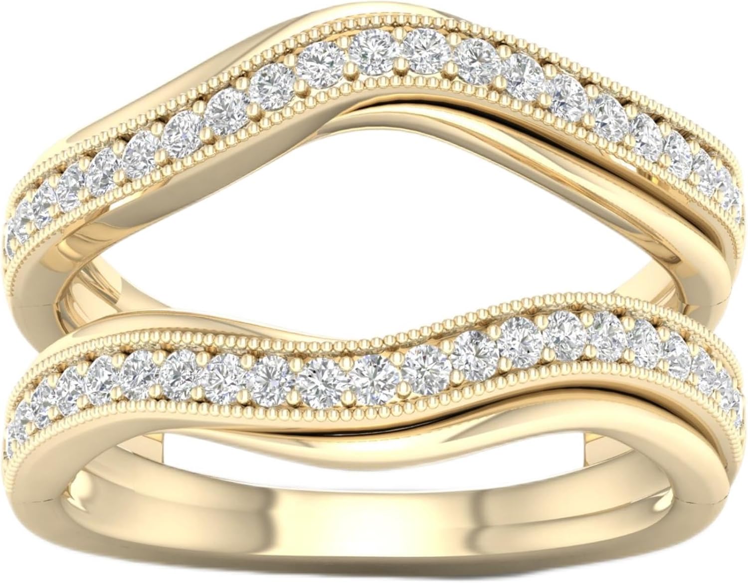 Created Round Cut White Diamond 925 Sterling Silver 14K Gold Finish Sparkling Enhancer Guard Ring Birthday Gift For Women