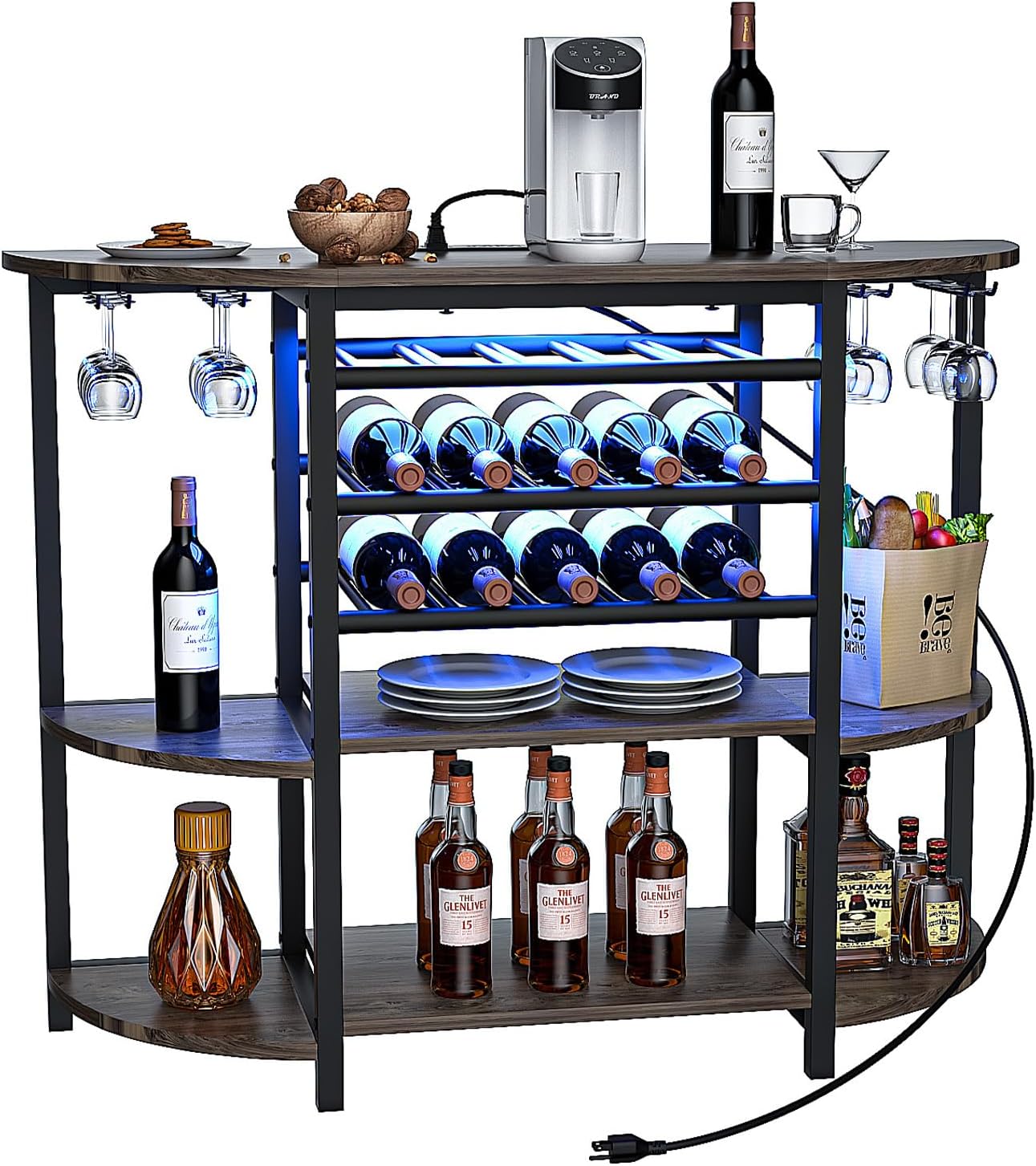 GEBAROW Industrial Wine Bar Table, Modern Wine Bar