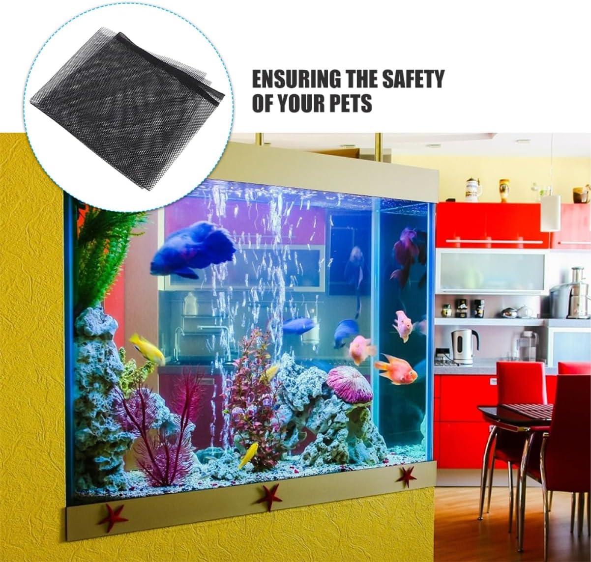 SUPVOX Fish Tank Mesh Lid Jumping Net Cover for Betta Fish Easy Installation Aquarium Netting Protective Panel