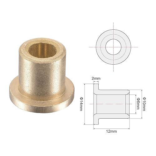 Miniatura 3 de uxcell Rodamientos de manga de brida 0.236 in Diámetro 0.394 in OD 0.472 in Longitud 0.551 in Diámetro de brida 0.079 in Espesor de brida Bronce