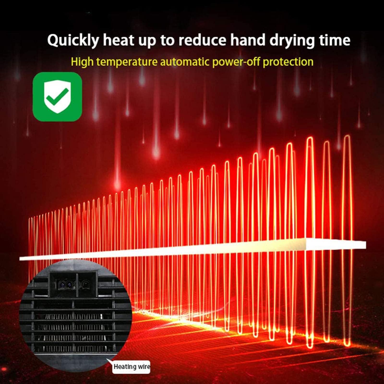 Secador Manos 1200W, Secadores Manos por Inducción Inteligente, 5-8S, Sensor Inteligente Infrarrojo+Filtración, Salida Aire Alta Velocidad, para Hoteles, Restaurantes, Hospitales,A