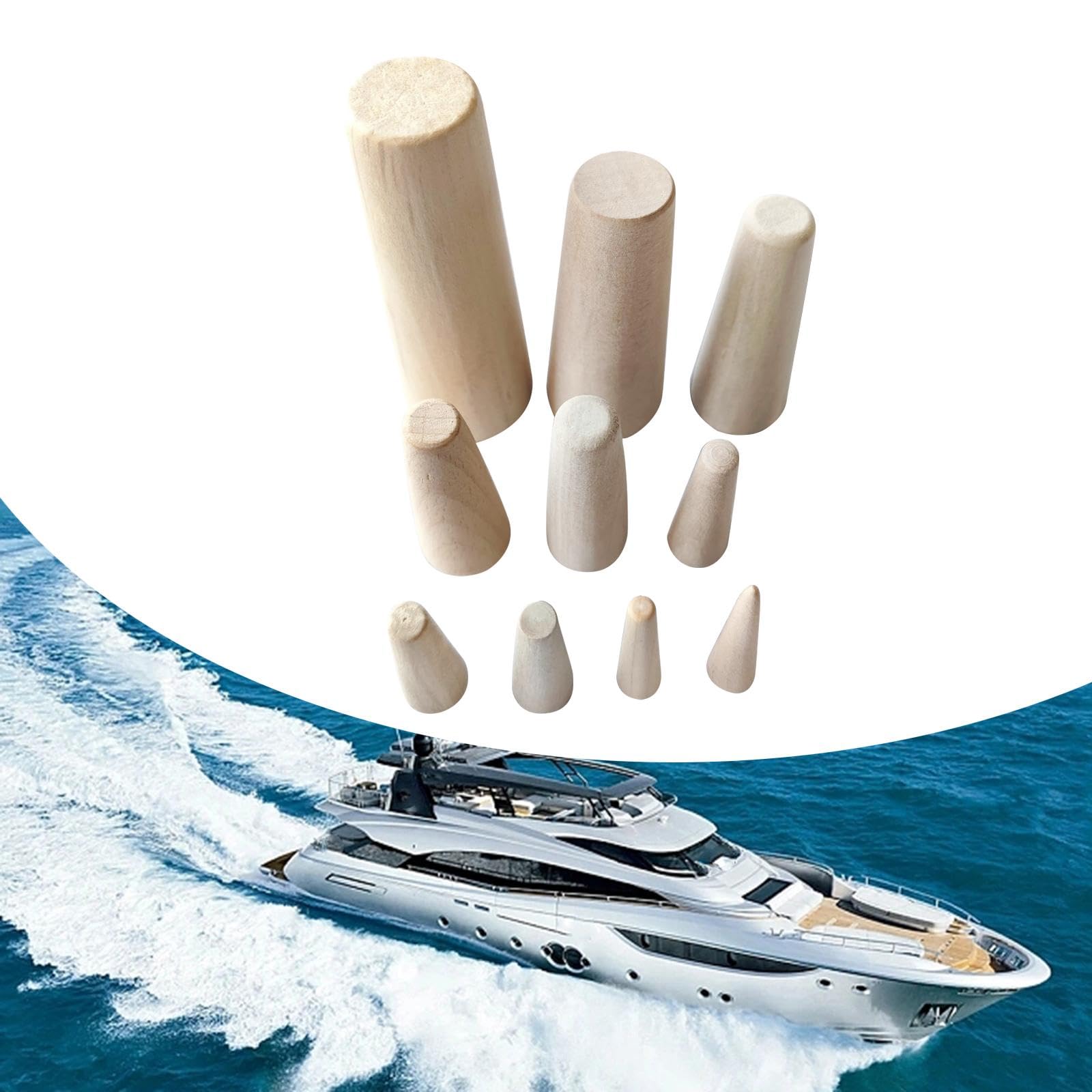 Lot 10 Bouchons Bois Urgence Bateau - Cônes Assortis Pour Fuites Et Réparations Marine