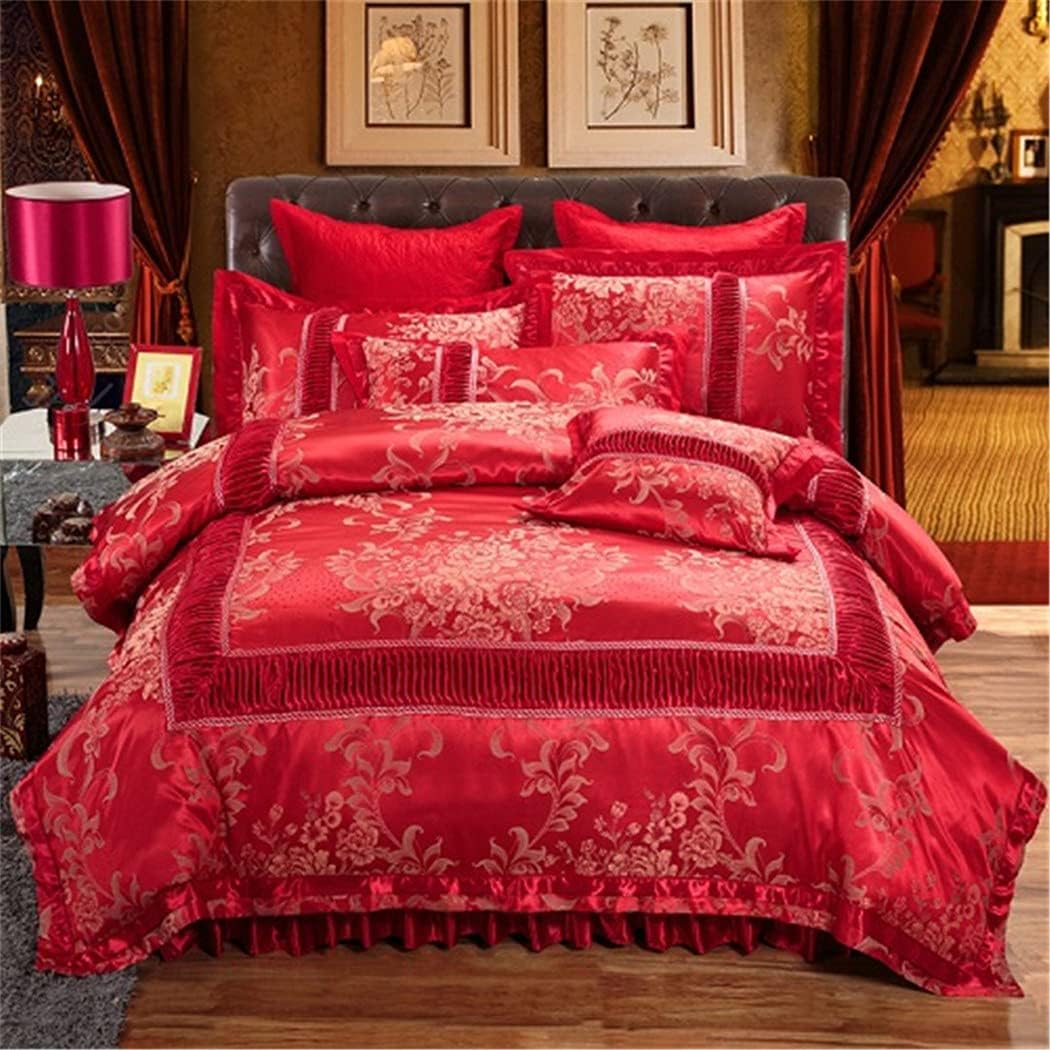 Luxury Bedding Set Wedding Queen Cotton Jacquard Duvet Cover Thick