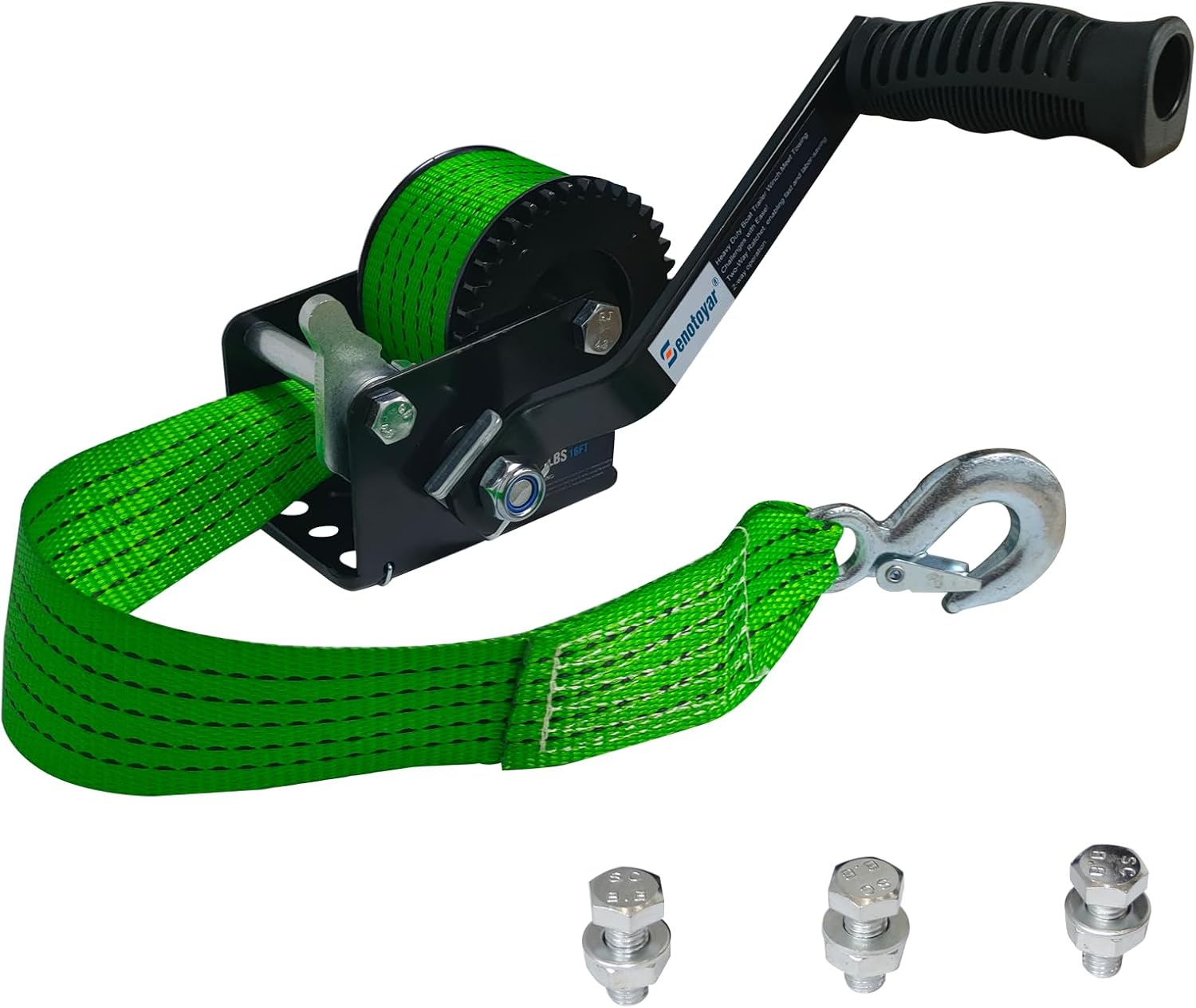 Heavy Duty Boat Trailer Winch,HandCrank Winch 880lbs Capacity with 16FT Strap,2-Way Ratchet 4:1 Gear Switchable Hand Crank Winch for Boat,Trailer,Truck,RV,ATV and Jet Ski