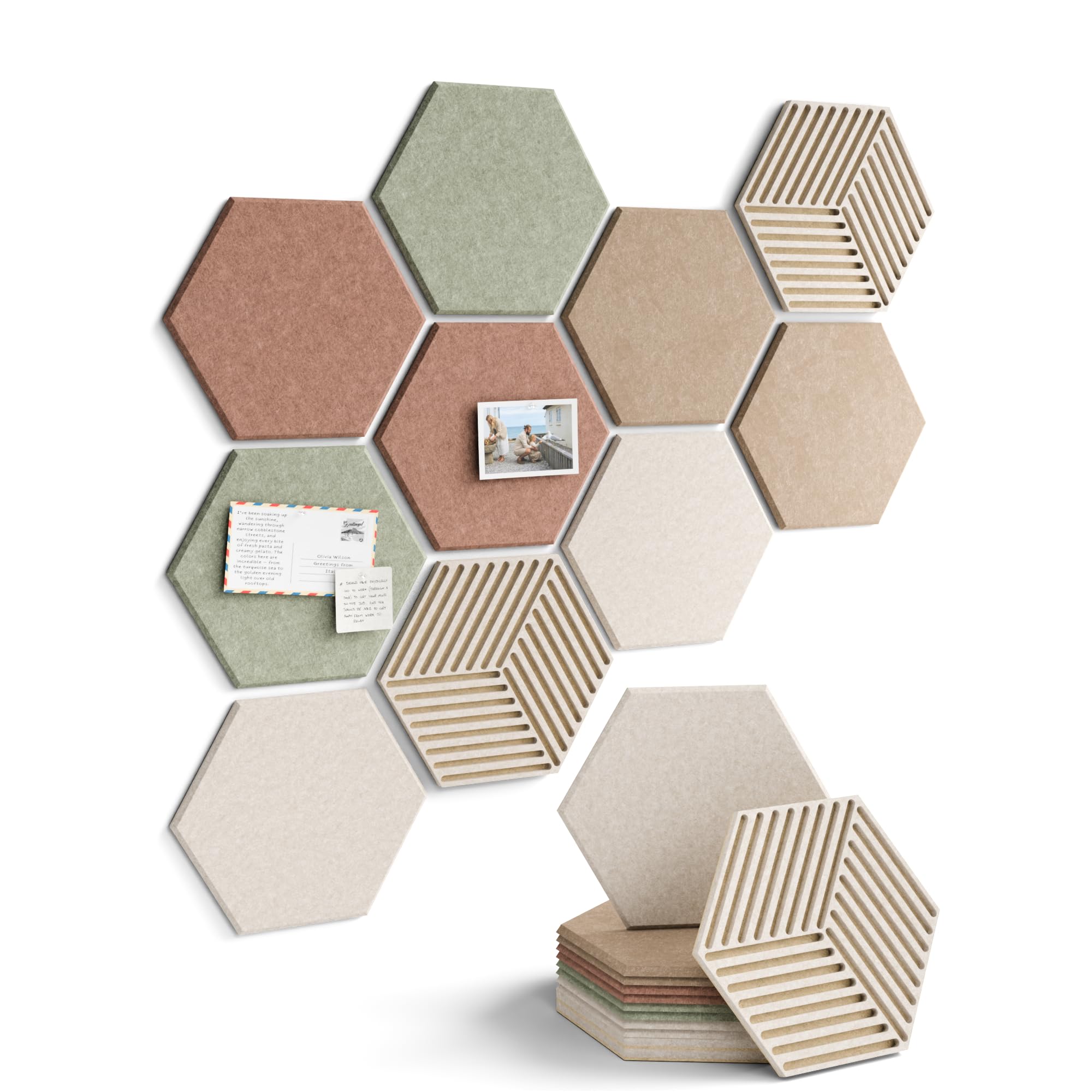 Fluxynara 10-Pack Hexagon Cork Board Alternative Wall Decor, Boho