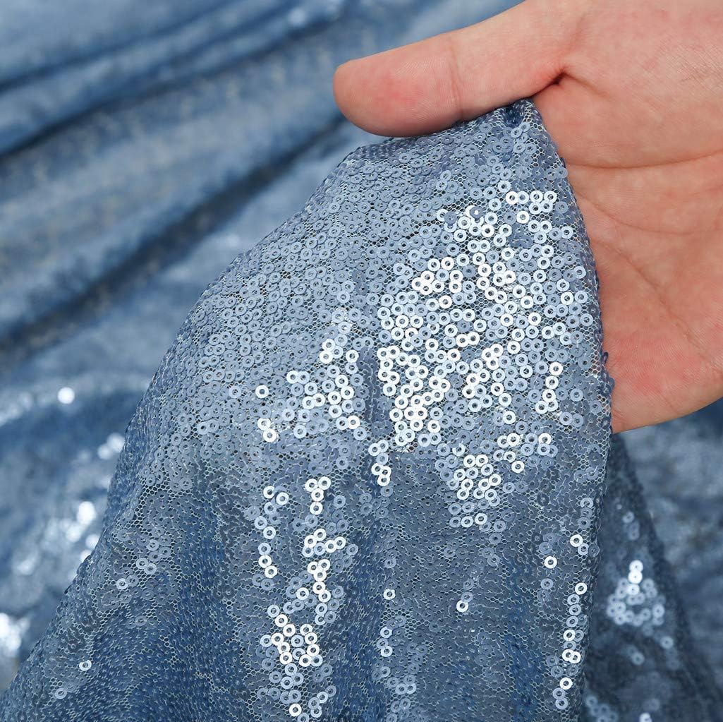 Poise3EHome Glitter Sequin Cloth, Multicolor Sequin Fabric by The Yard for DIY, Handcraft, Sewing, 48 inches Width, 1 Yard Length, Baby Blue