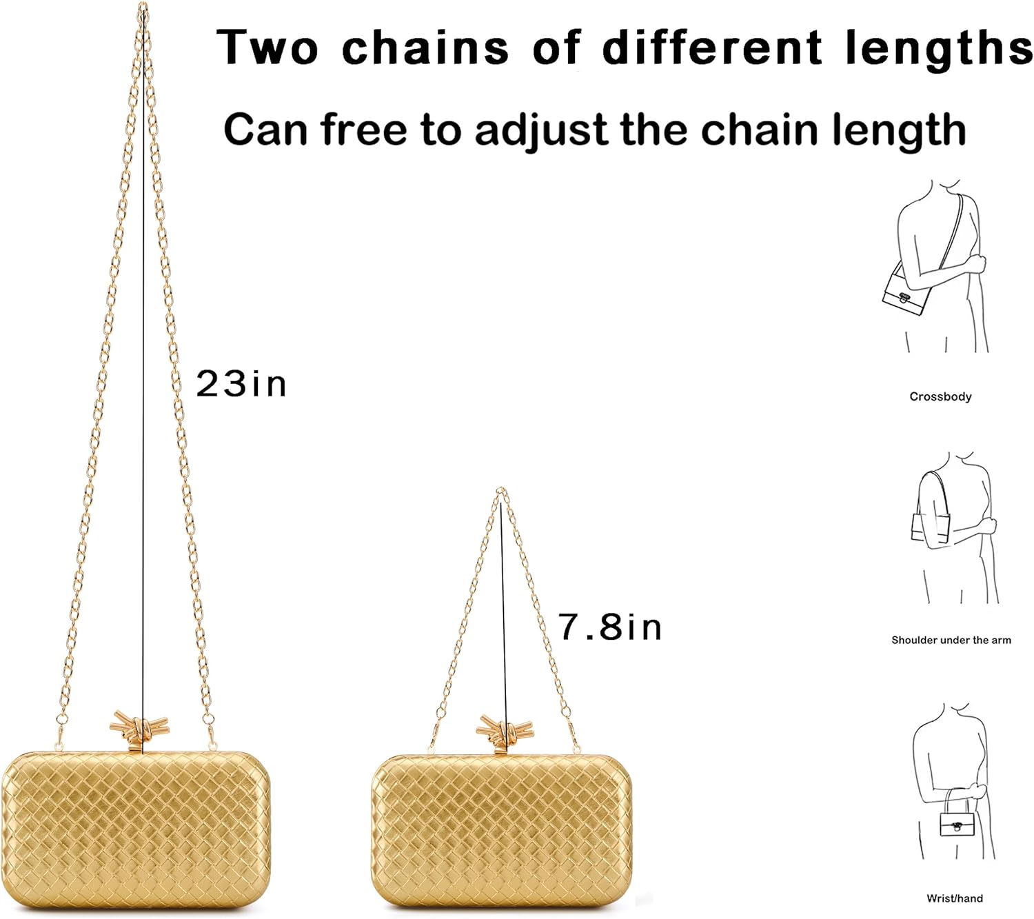 Clutch Purses for Women Evening Wedding Chic Woven Bag Formal PU Leather Purse Handbags - Image 6