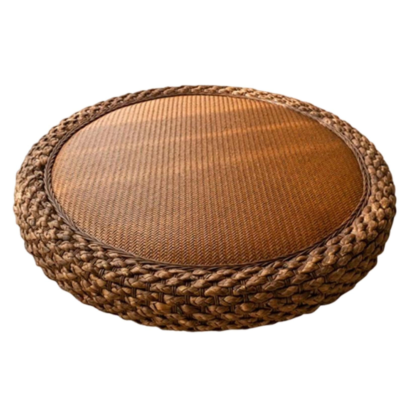 Vnook Floor Sitting Mat,40cm Handwoven Straw Seat Pillow,Round Pouf Tatami Cushion for Home,Garden(Brown)