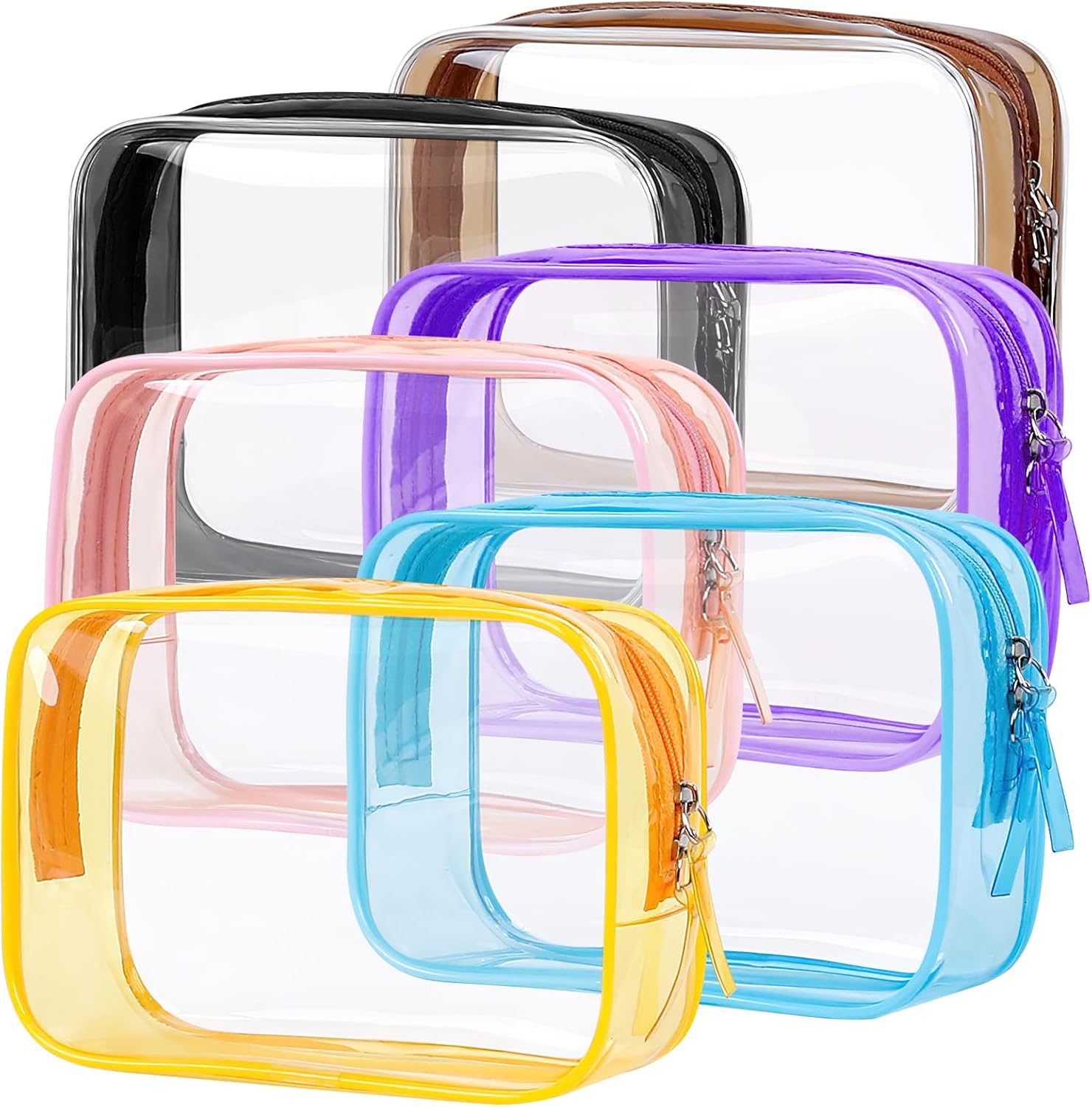 PLULON TSA Approved Toiletry Bag, 6 Pack Clear Toiletry Makeup Bag Cosmetic Bags Waterproof Quart Size Travel Bag for Women Men Carry on Airport Airline Bag – Mixed Color PLULON TSA Approved Toiletry Bag, 6 Pack Clear Toiletry Makeup Bag Cosmetic Bags Waterproof Quart Size Travel Bag for Women Men Carry on Airport Airline Bag – Mixed Color