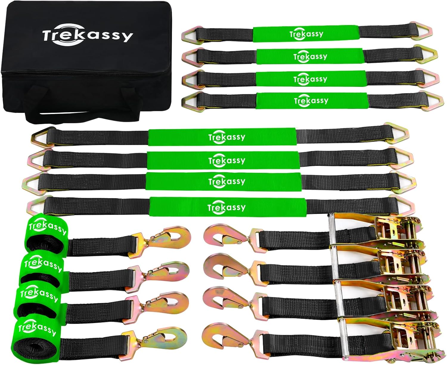 Trekassy Car Tie Down Straps for Trailers with Snap Hooks