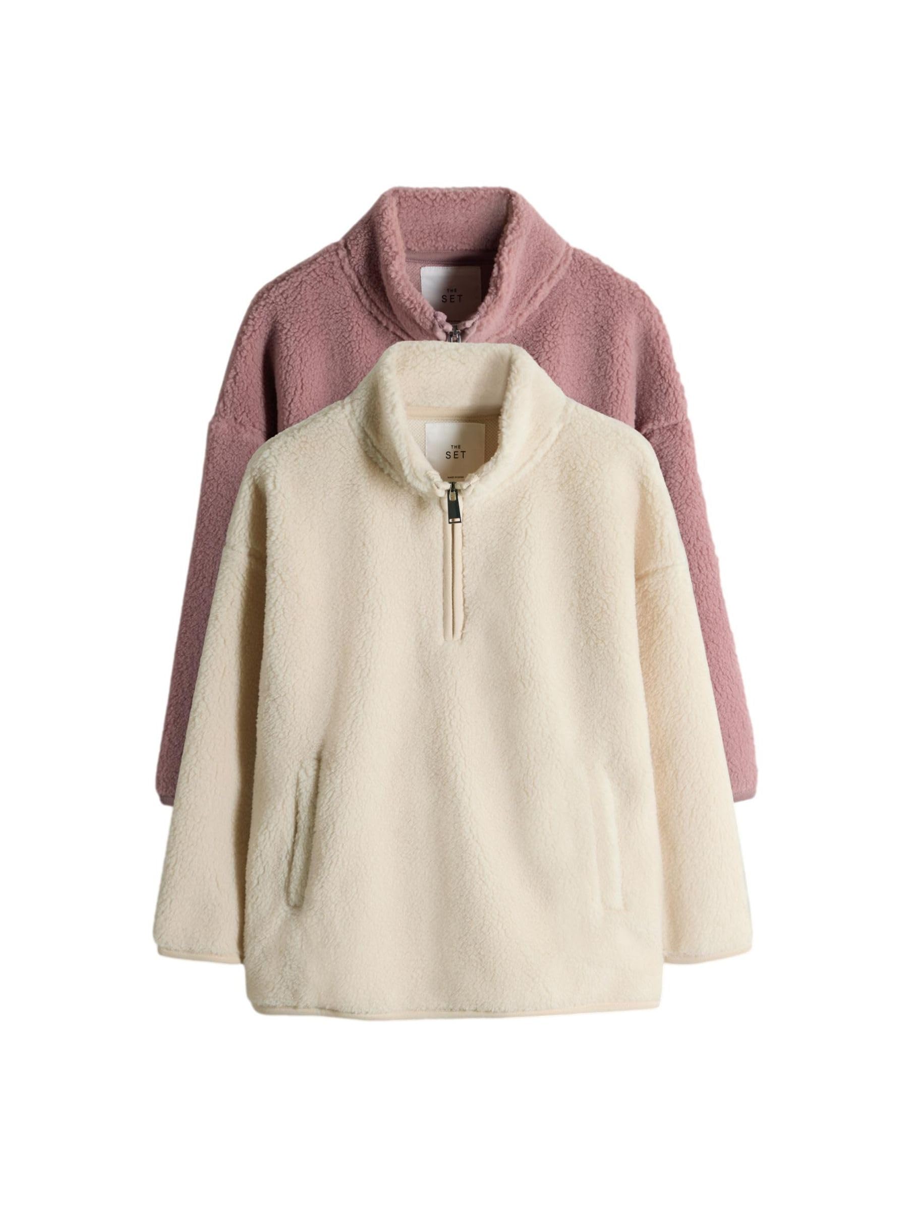 THE SET Mädchen t Fleecepullover mit viertellangem Reißverschluss, 2er-Pack 98-158