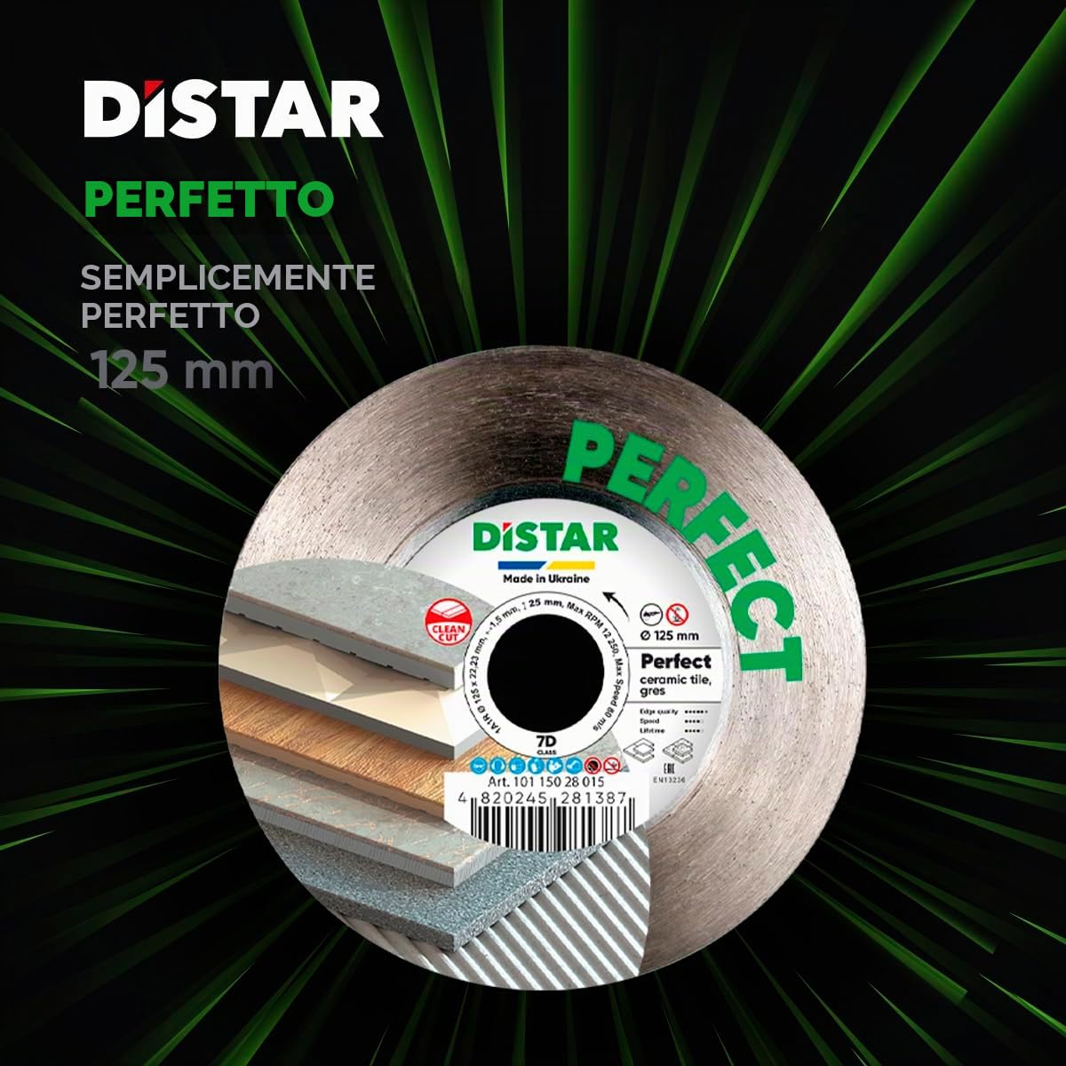 Distar Disco da taglio diamantato 1A1R 125mm per piastrelle in ceramica e gres perfetto