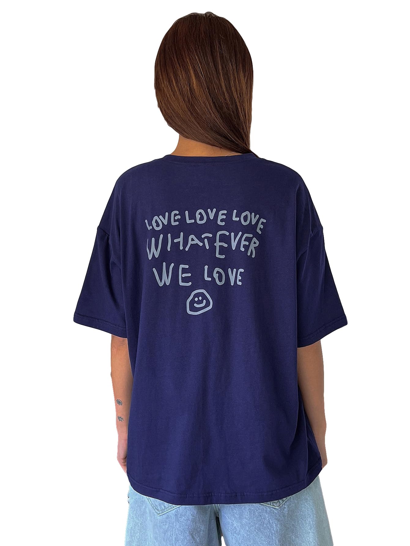 SOLY HUXWomen's Oversized Graphic Tees Letter Print Half Sleeve Casual Summer T Shirts Tops