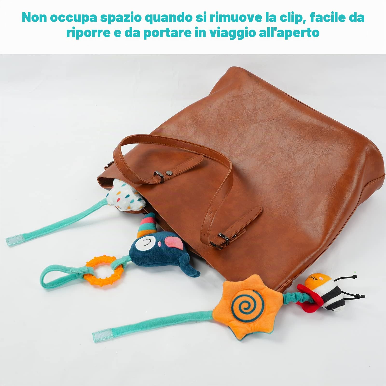 Aomig Giocattolo Passeggino Clip, Regolabile Giocattolo Carrello Bambino con Sonaglio, Giocattolo per Passeggino Rimovibile, attività Appendere Giocattoli, Arco Giochi Educativi