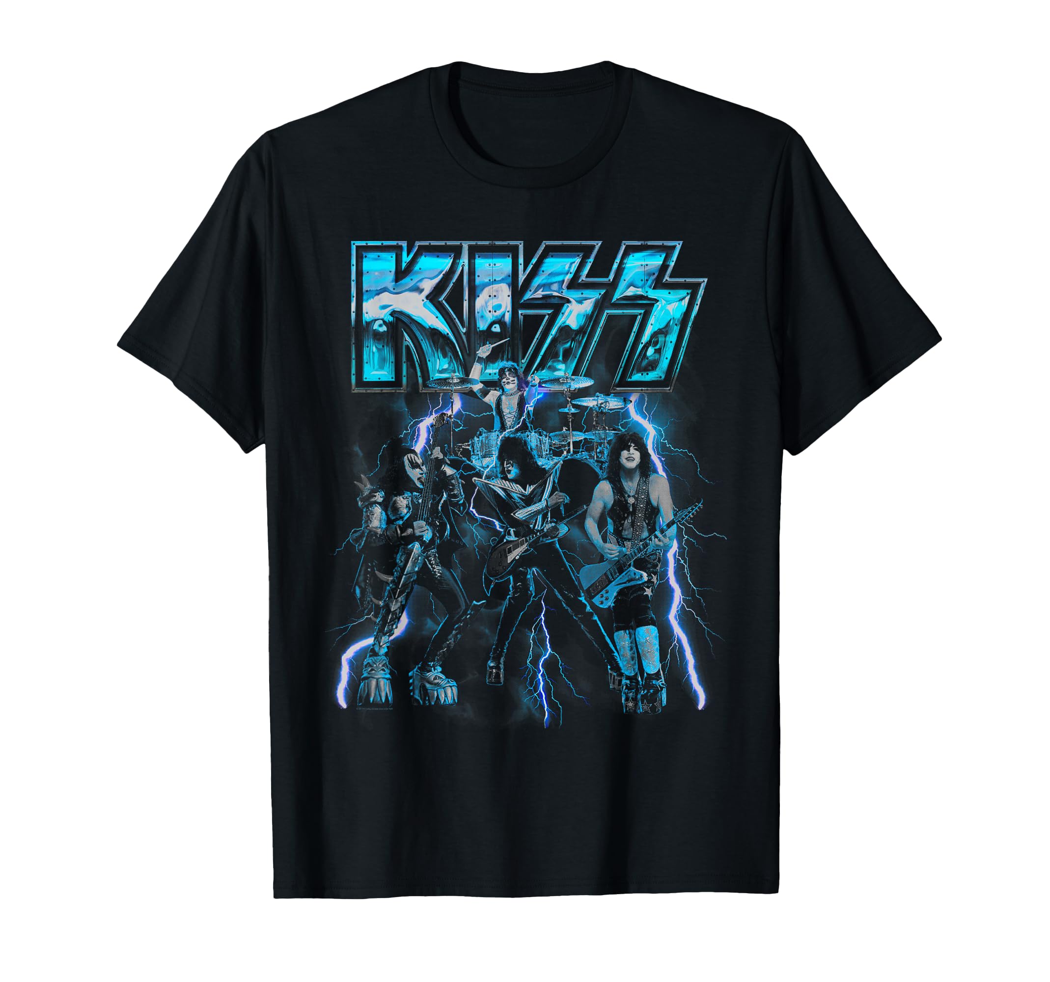 Amazon.com: KISS - Blue Lightning T-Shirt : Clothing, Shoes