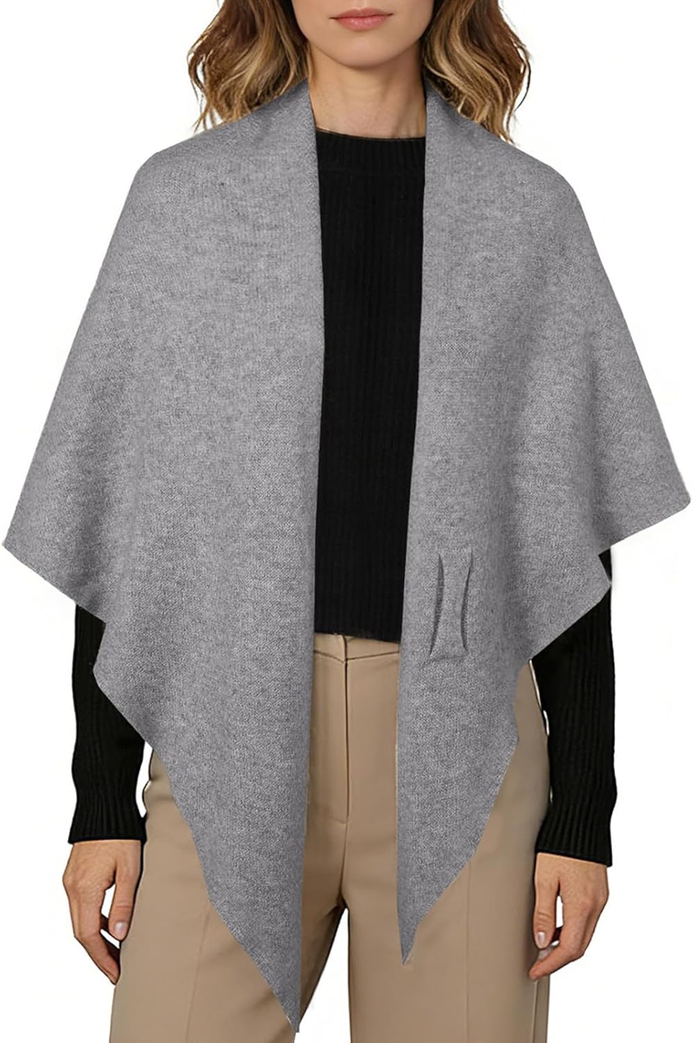 Women's Pashmina Shawl Wraps for Evening Dresses Wedding Bridal Open Front Poncho Cape Soft Large Scarf - Image 4